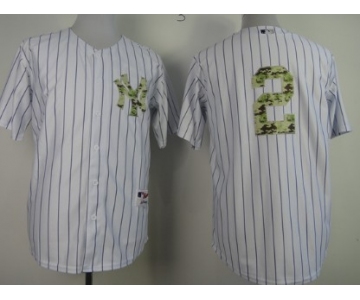 New York Yankees #2 Derek Jeter White With Camo Jersey