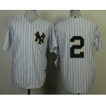 New York Yankees #2 Derek Jeter White With Navy Blue Jersey