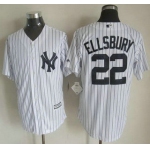 New York Yankees #22 Jacoby Ellsbury 2015 White With Navy Pinstripe Jersey