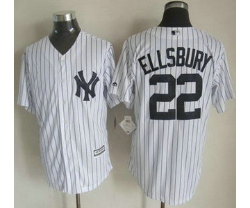 New York Yankees #22 Jacoby Ellsbury 2015 White With Navy Pinstripe Jersey