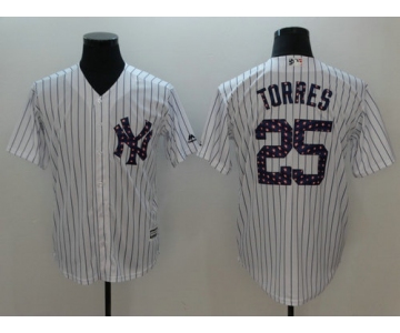 New York Yankees 25 Gleyber Torres Majestic White 2018 Stars & Stripes Cool Base Player Jersey