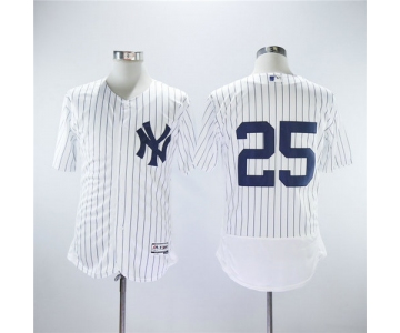 New York Yankees 25 Gleyber Torres Majestic White Strip Authentic Collection Stitched MLB Jersey