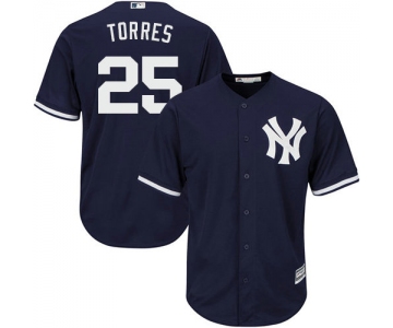 New York Yankees 25 Gleyber Torres Navy Blue New Cool Base Stitched Baseball Jersey