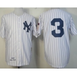 New York Yankees #3 Babe Ruth 1929 White Throwback Jersey