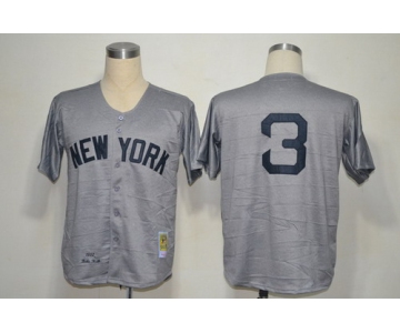 New York Yankees #3 Babe Ruth 1932 Gray Wool Throwback Jersey