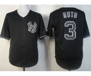 New York Yankees #3 Babe Ruth Black Fashion Jersey