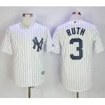 New York Yankees #3 Babe Ruth White Strip New Cool Base Stitched MLB Jersey