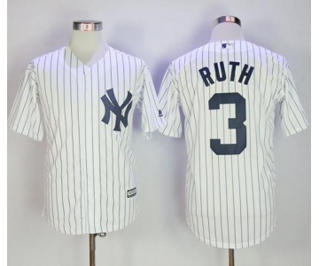 New York Yankees #3 Babe Ruth White Strip New Cool Base Stitched MLB Jersey