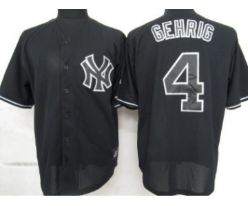 New York Yankees #4 Lou Gehrig Black Fashion Jersey