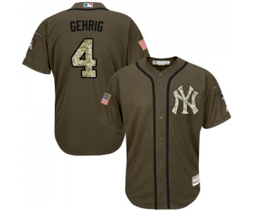 New York Yankees #4 Lou Gehrig Green Salute to Service Stitched MLB Jersey