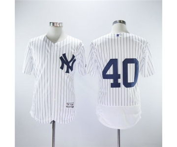 New York Yankees 40 Luis Severino Majestic White Strip Authentic Collection Stitched MLB Jersey