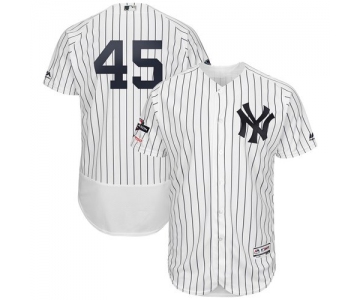 New York Yankees #45 Luke Voit Majestic 2019 Postseason Authentic Flex Base Player White Navy Jersey