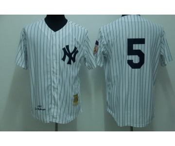 New York Yankees #5 Joe DiMaggio 1951 White Throwback Jersey