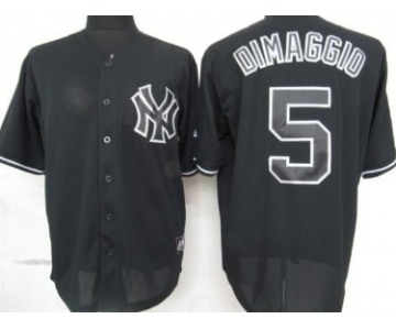 New York Yankees #5 Joe DiMaggio Black Fashion Jersey