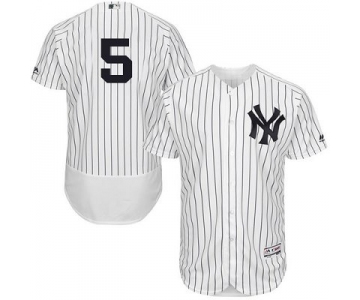 New York Yankees #5 Joe DiMaggio White Strip Flexbase Authentic Collection Stitched MLB Jersey