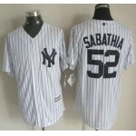 New York Yankees #52 CC Sabathia 2015 White With Navy Pinstripe Jersey