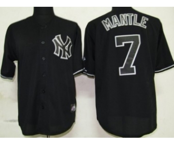 New York Yankees #7 Mickey Mantle Black Fashion Jersey