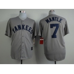 New York Yankees #7 Mickey Mantle Gray 75TH Patch Jersey