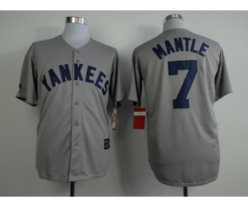 New York Yankees #7 Mickey Mantle Gray 75TH Patch Jersey