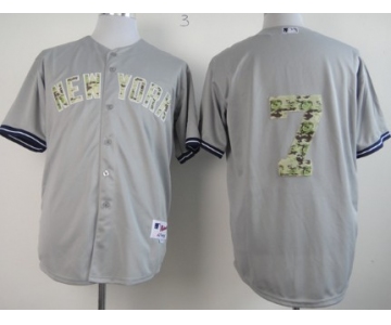 New York Yankees #7 Mickey Mantle Gray With Camo Jersey