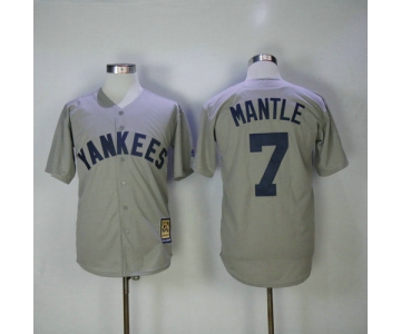 New York Yankees 7 Mickey Mantle Majestic Gray Road Cool Base Cooperstown Collection Player Jersey