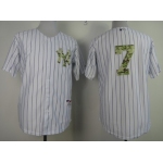 New York Yankees #7 Mickey Mantle White With Camo Jersey