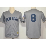 New York Yankees #8 Yogi Berra 1951 Gray Wool Throwback Jersey