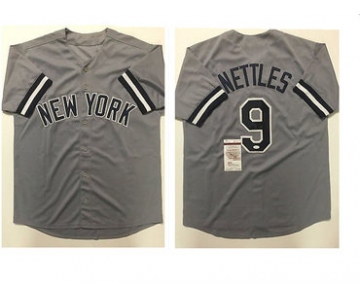 New York Yankees #9 Graig Nettles Grey Baseball Jersey