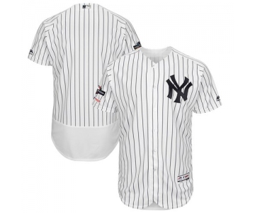 New York Yankees Majestic 2019 Postseason Authentic Flex Base Player White Navy Jersey