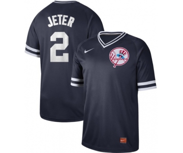 Yankees #2 Derek Jeter Navy Authentic Cooperstown Collection Stitched Baseball Jersey