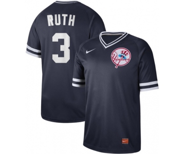 Yankees #3 Babe Ruth Navy Authentic Cooperstown Collection Stitched Baseball Jersey