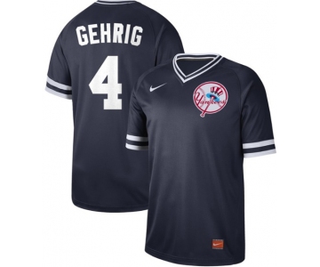 Yankees #4 Lou Gehrig Navy Authentic Cooperstown Collection Stitched Baseball Jersey