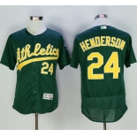 Athletics #24 Rickey Henderson Green Flexbase Authentic Collection Cooperstown Stitched MLB Jersey