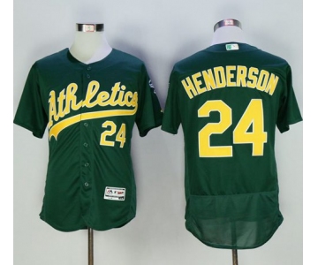 Athletics #24 Rickey Henderson Green Flexbase Authentic Collection Cooperstown Stitched MLB Jersey