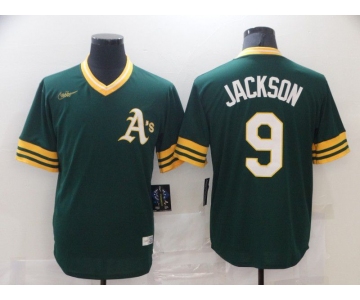 Men Oakland Athletics 9 Jackson Green Game Nike MLB Jersey