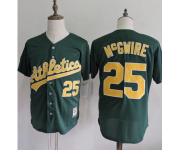 Men's MLB Oakland Athletics A's #25 Mark Mcgwire Throwback VINTAGE Green Baseball Jersey