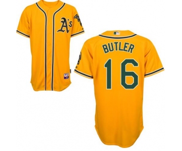 Men's Oakland Athletics #16 Billy Butler Yellow Cool Base Baseball Jersey