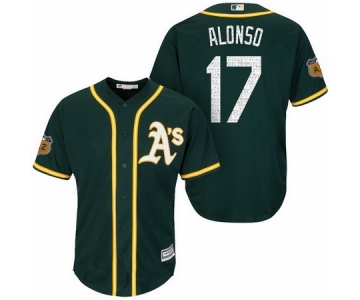 Men's Oakland Athletics #17 Yonder Alonso Green 2017 Spring Training Stitched MLB Majestic Cool Base Jersey