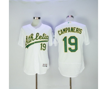 Men's Oakland Athletics #19 Bert Campaneris Retired White Stitched MLB 2016 Majestic Flex Base Jersey