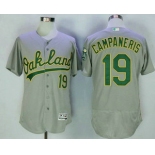 Men's Oakland Athletics #19 Bert Campy Campaneris Retired Gray Road Stitched MLB 2016 Majestic Flex Base Jersey