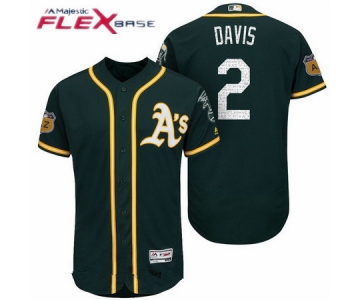 Men's Oakland Athletics #2 Khris Davis Green 2017 Spring Training Stitched MLB Majestic Flex Base Jersey