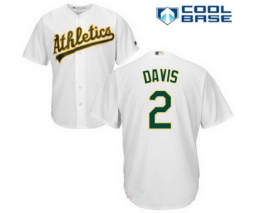 Men's Oakland Athletics #2 Khris Davis White Home Stitched MLB Majestic Cool Base Jersey