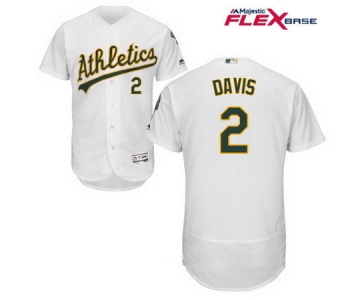 Men's Oakland Athletics #2 Khris Davis White Home Stitched MLB Majestic Flex Base Jersey