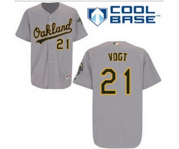 Men's Oakland Athletics #21 Stephen Vogt Gray Jersey