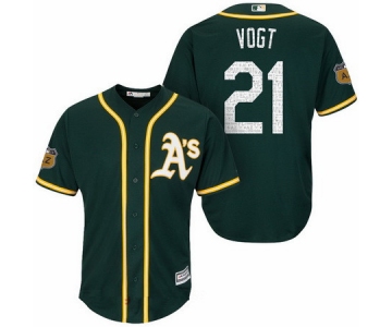 Men's Oakland Athletics #21 Stephen Vogt Green 2017 Spring Training Stitched MLB Majestic Cool Base Jersey