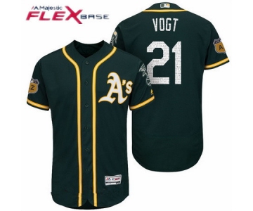 Men's Oakland Athletics #21 Stephen Vogt Green 2017 Spring Training Stitched MLB Majestic Flex Base Jersey