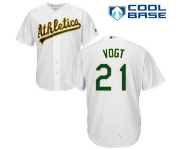 Men's Oakland Athletics #21 Stephen Vogt White Home Stitched MLB Majestic Cool Base Jersey