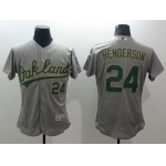 Men's Oakland Athletics #24 Rickey Henderson Gray Flex Base 2016 MLB Retired Player Baseball Jersey