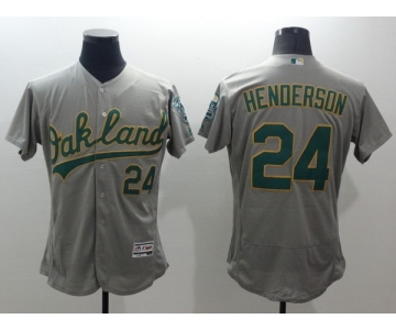 Men's Oakland Athletics #24 Rickey Henderson Gray Flex Base 2016 MLB Retired Player Baseball Jersey