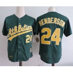 Men's Oakland Athletics #24 Rickey Henderson Green 1989 Throwback Cooperstown Collection Stitched MLB Mitchell & Ness Jersey